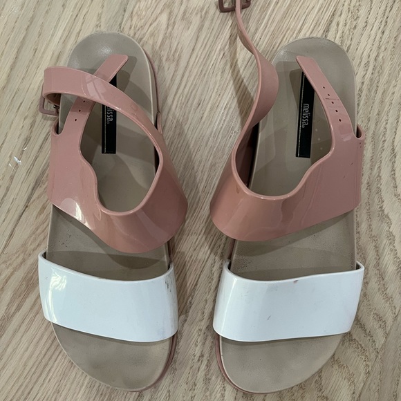 Women’s Melissa jelly sandals, bone white and coral, women’s size 39/40 - Picture 2 of 4
